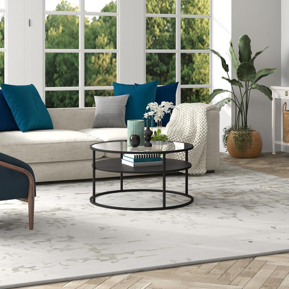 Ada 32" Wide Round Coffee Table in Blackened Bronze. Picture 5
