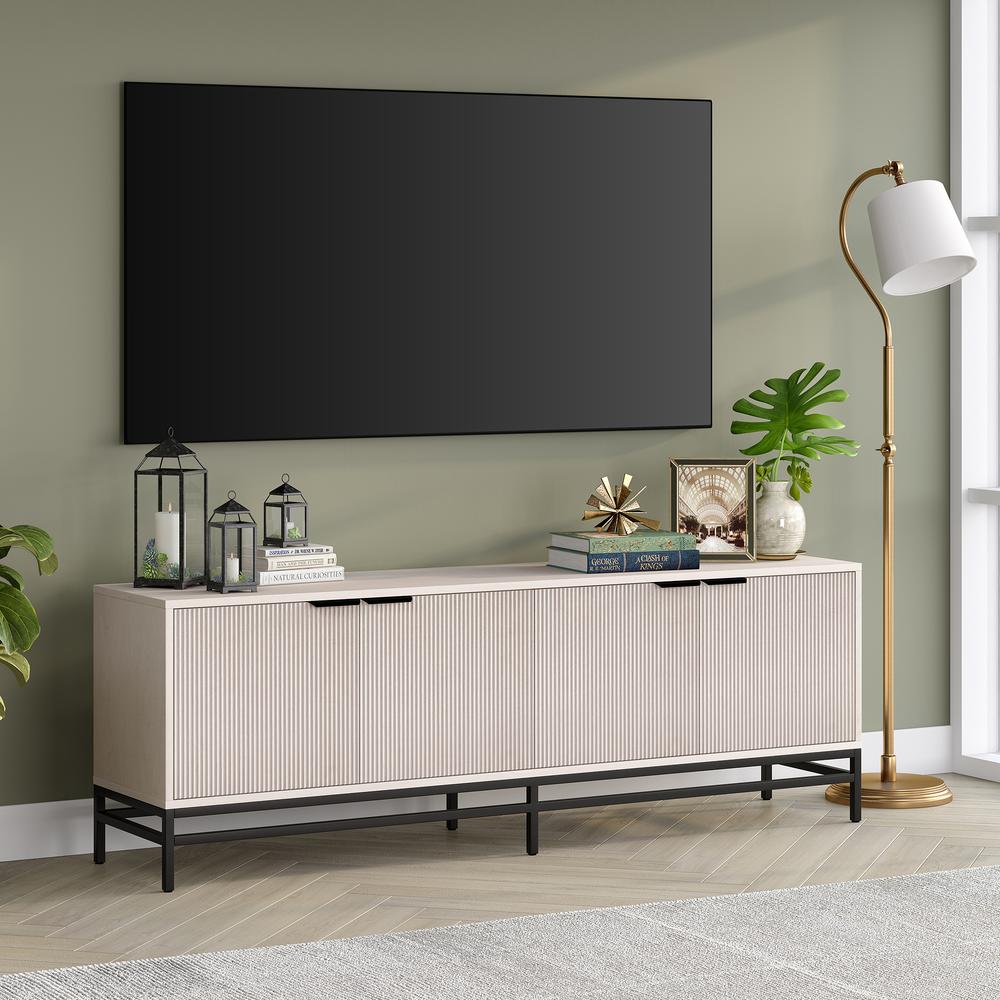 Montello Rectangular TV Stand for TV's up to 78" in Alder White. Picture 4