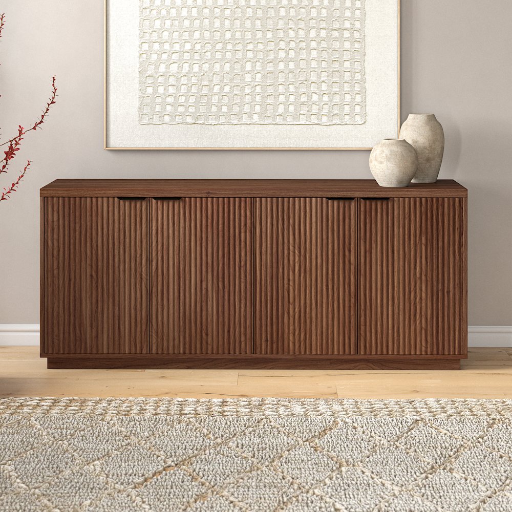 Mansfield 68" Wide Rectangular Buffet Table in Satin Walnut. Picture 3