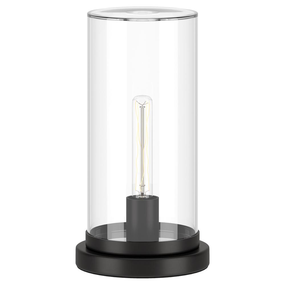 Henn&Hart 13.25" Modern 1-Light Uplight Table Lamp with Clear Glass Cylinder. Picture 1