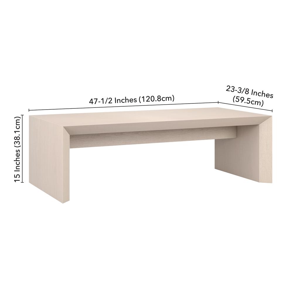 Oswin 48" Wide Rectangular Coffee Table in Alder White. Picture 5