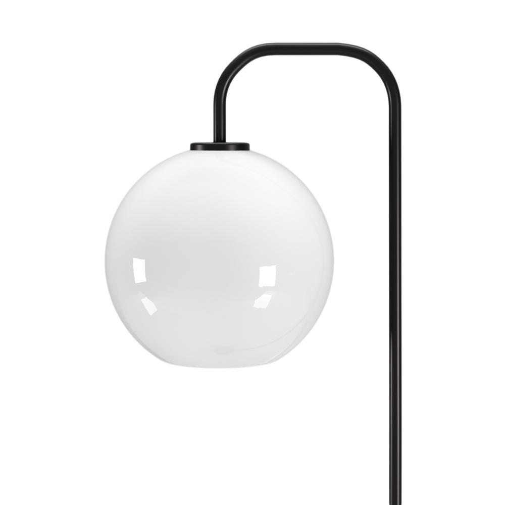 Harrison Arc Floor Lamp with Glass Shade in Blackened Bronze/White Milk. Picture 3
