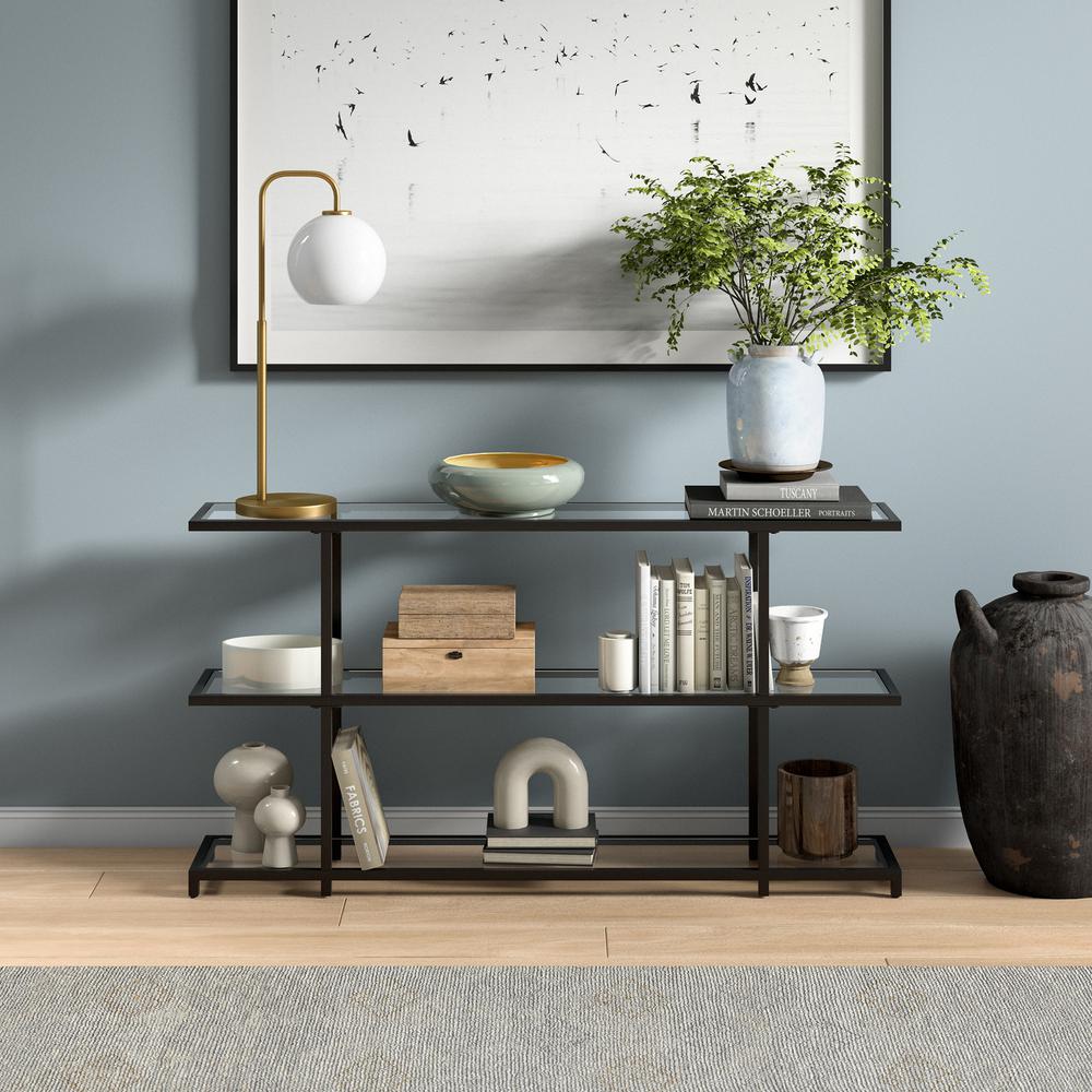 Greenwich 55'' Wide Rectangular Console Table in Blackened Bronze. Picture 4