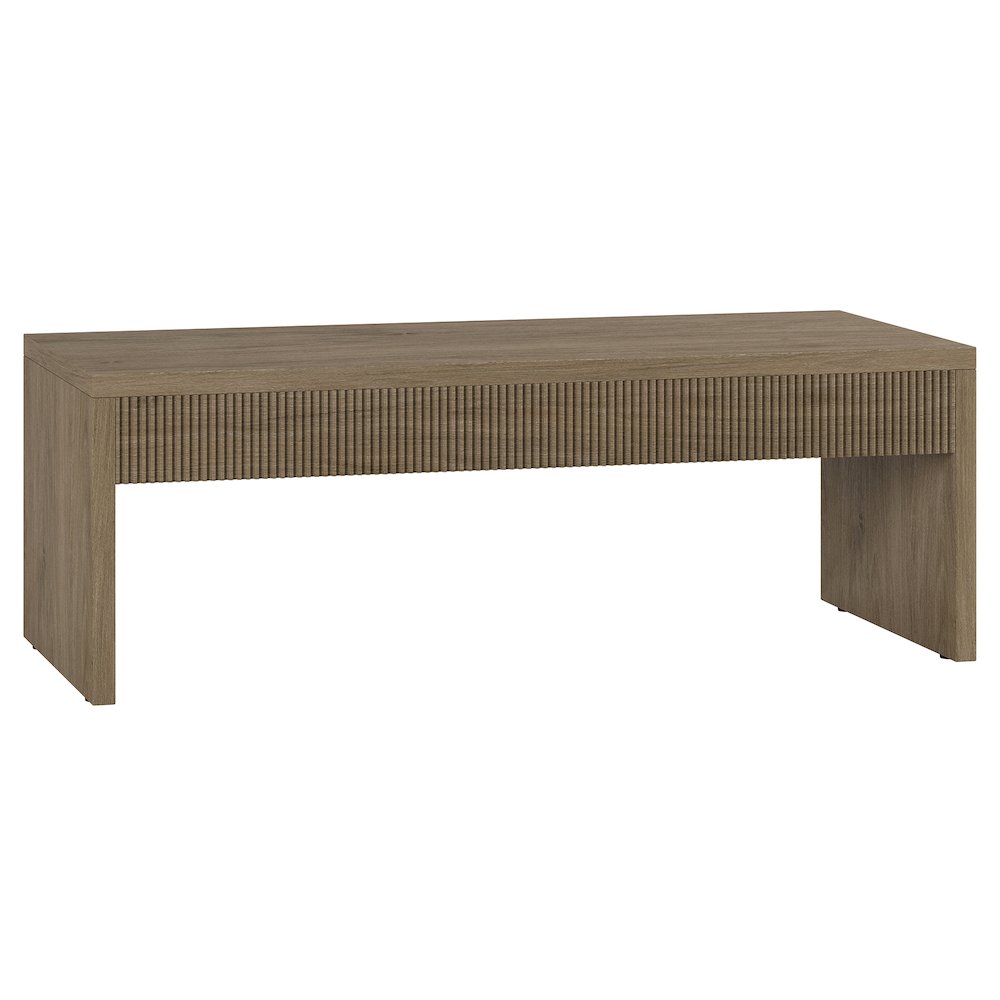 Lawrence 58" Wide Rectangular Coffee Table in Antiqued Gray Oak. Picture 1