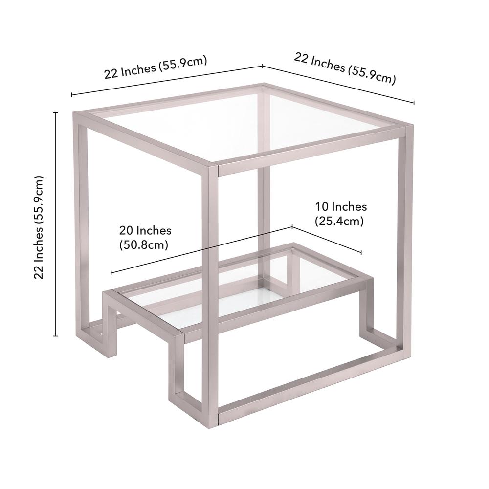 Athena 22'' Wide Square Side Table in Satin Nickel. Picture 5