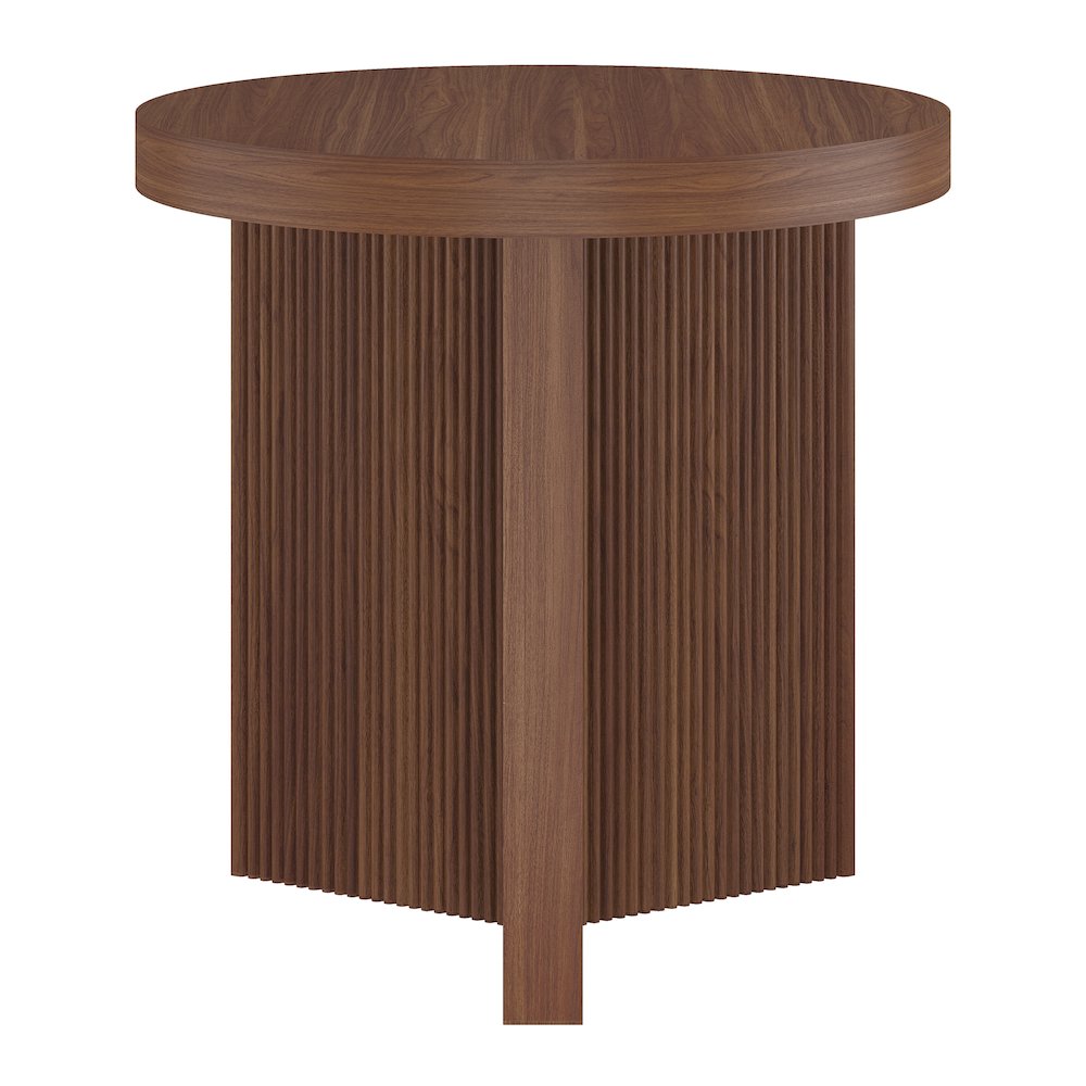 Henn&Hart 22'' Fluted Scandinavian Round End Table Ribbed Side Table, Nightstand. Picture 3