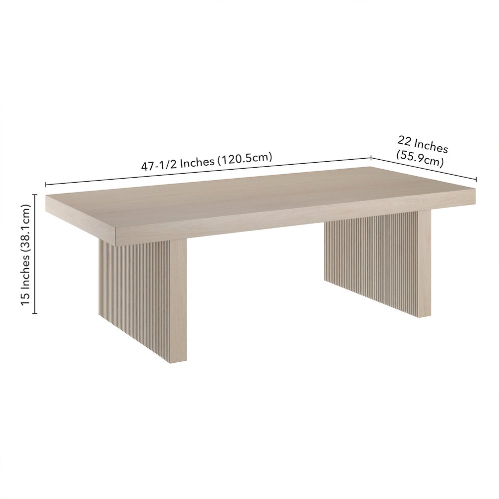 Soren 48" Wide Rectangular Coffee Table in Alder White. Picture 5