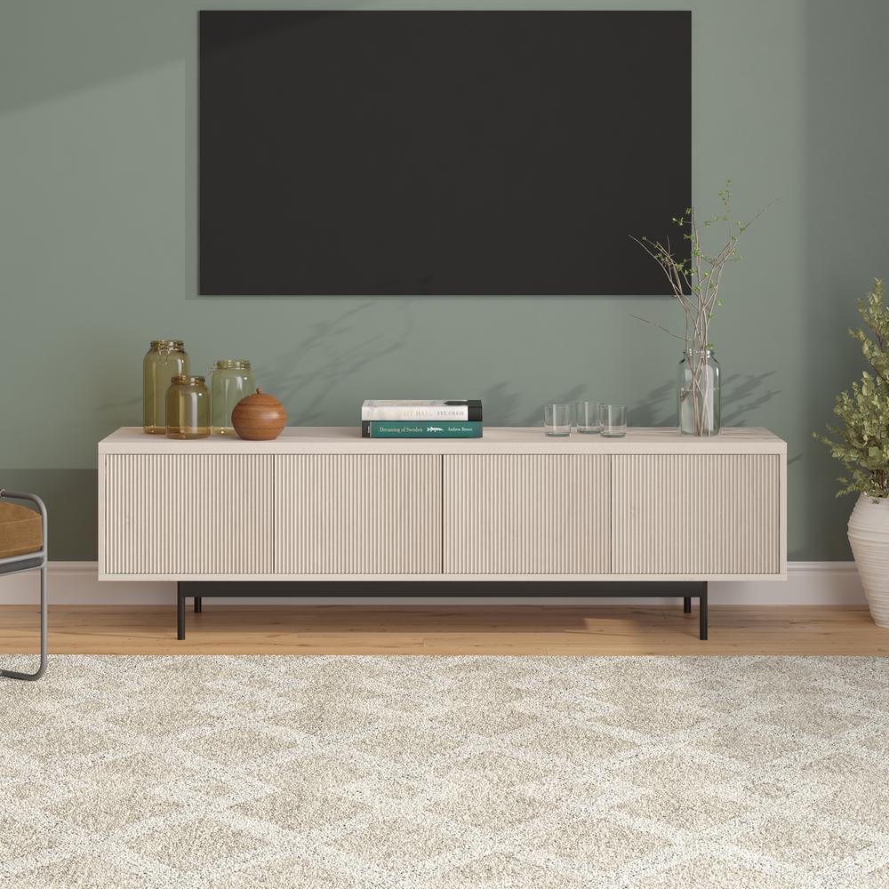 Whitman Rectangular TV Stand for TV's up to 75" in Alder White. Picture 2