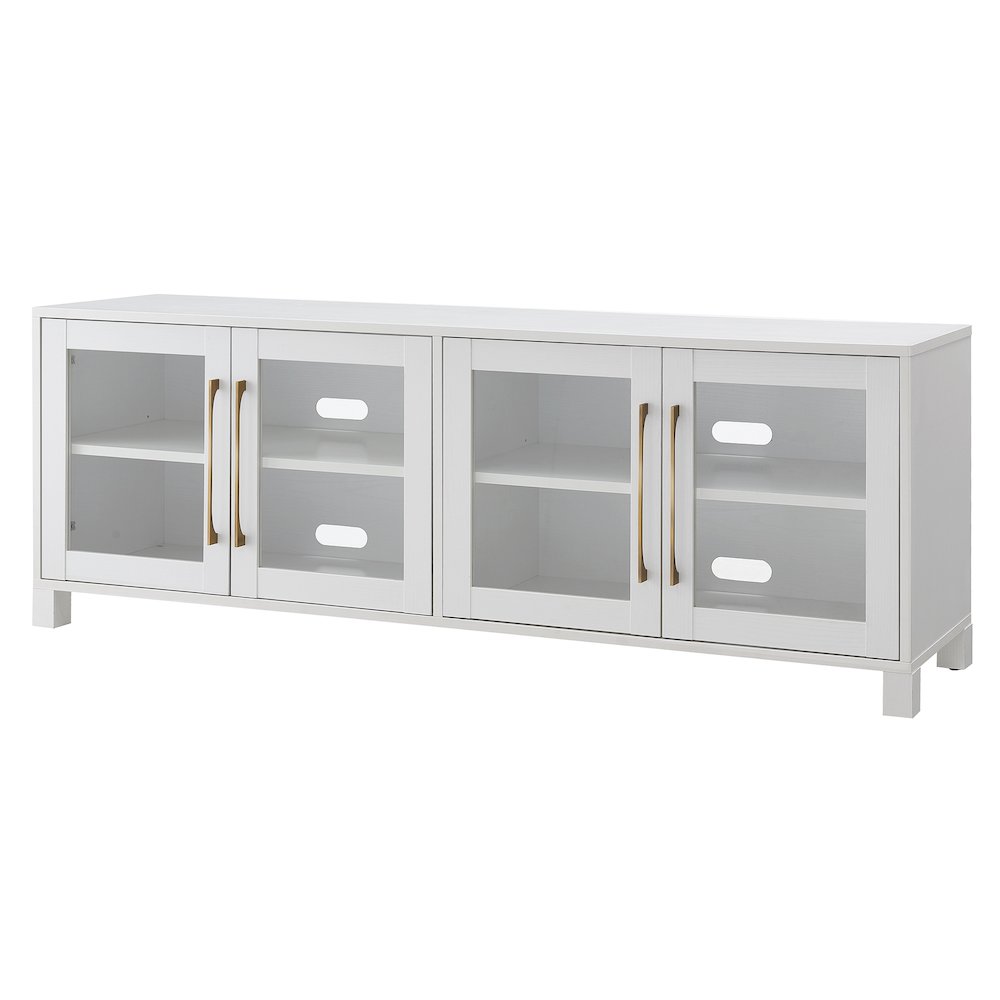 TV Stand for TVs up to 75" with 2 Display Storage Cabinets and Shelves, White. Picture 4