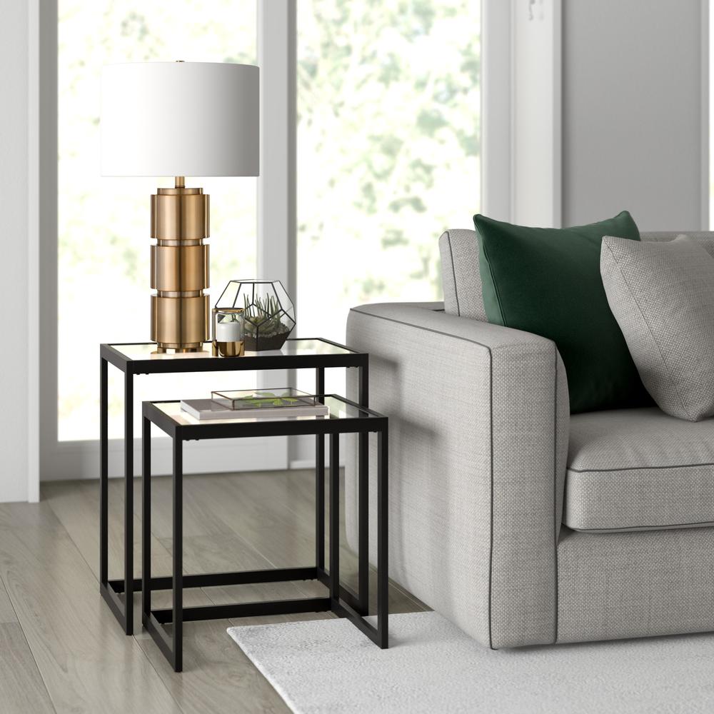 Rocco Rectangular Nested Side Table in Blackened Bronze. Picture 2