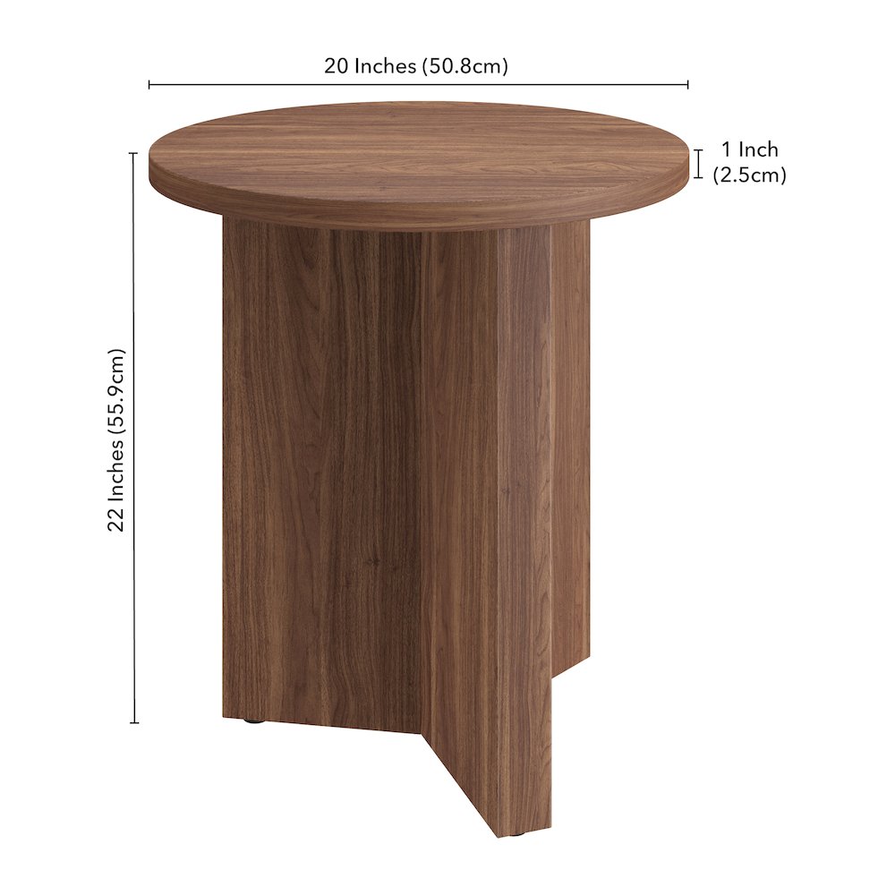 Anders 20" Wide Round Side Table in Satin Walnut. Picture 5