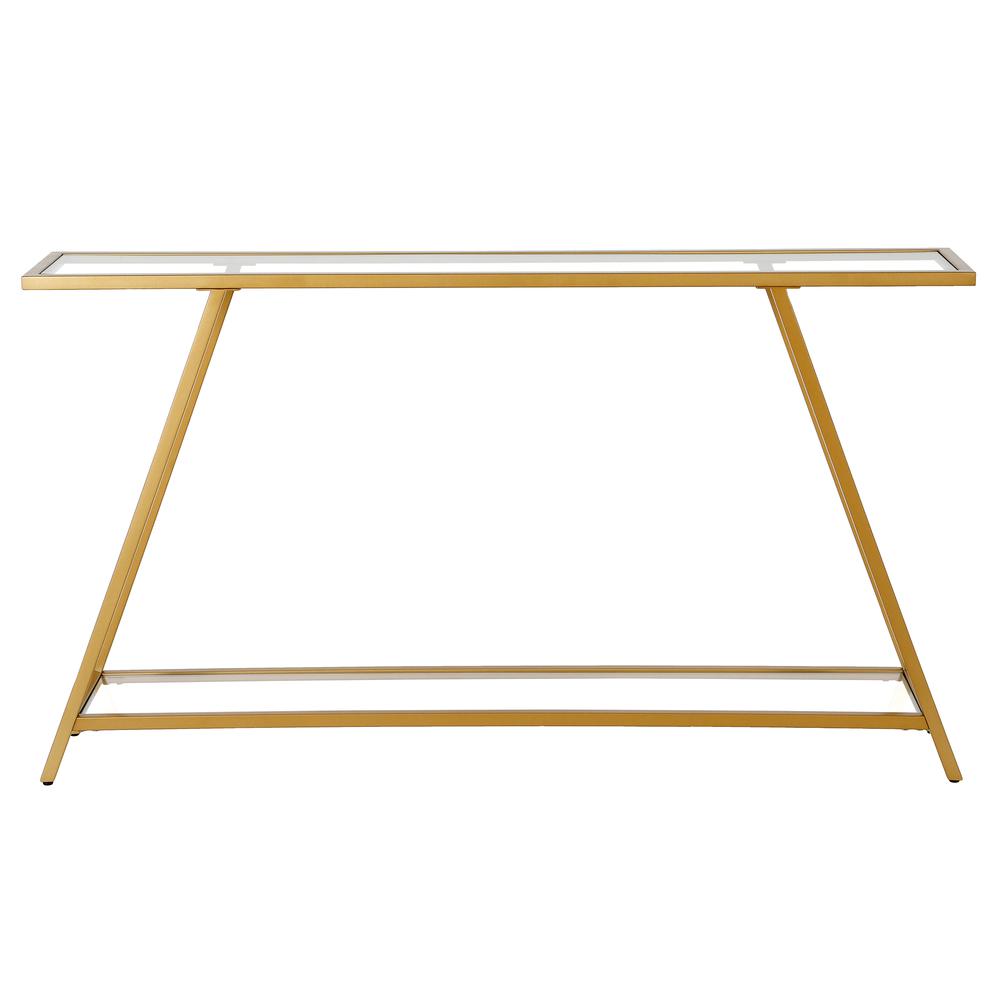 Yair 52'' Wide Rectangular Console Table in Brass. Picture 3