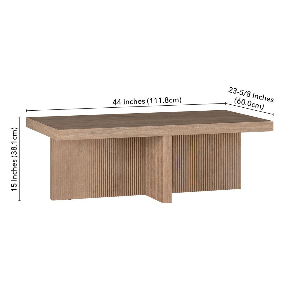 Holm 44" Wide Rectangular Coffee Table in Antiqued Gray Oak. Picture 5