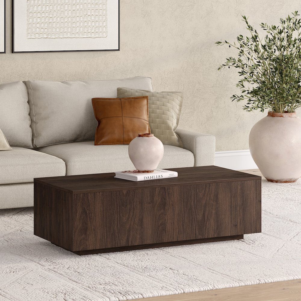 Paxton 48" Wide Rectangular Coffee Table in Alder Brown. Picture 4