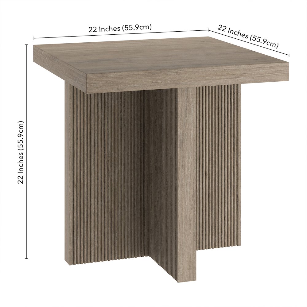 Boden 22" Wide Square Side Table in Antiqued Gray Oak. Picture 5