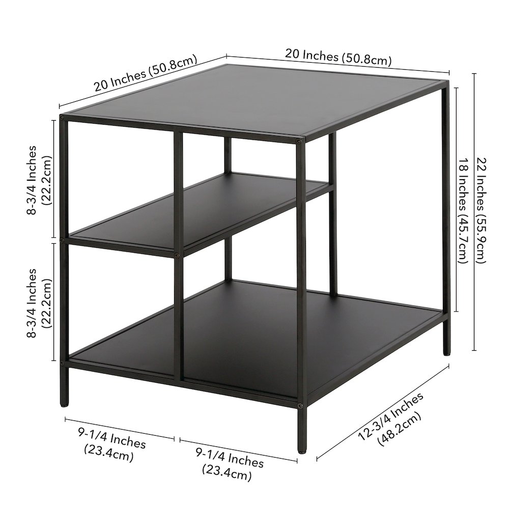 20" Modern Square End/Side Table, Nightstand with Staggered Open Display Shelves. Picture 8