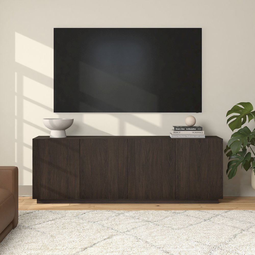Halifax Rectangular TV Stand for TV's up to 75" in Alder Brown. Picture 4
