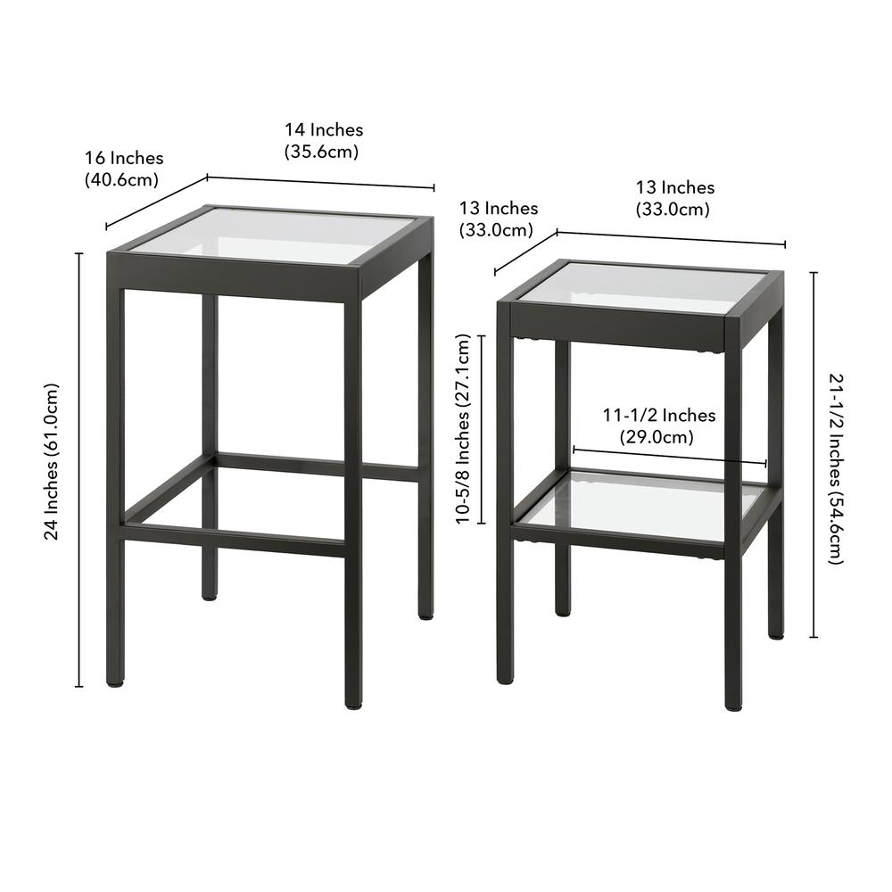 Alexis Rectangular & Square Nested Side Table in Blackened Bronze. Picture 5
