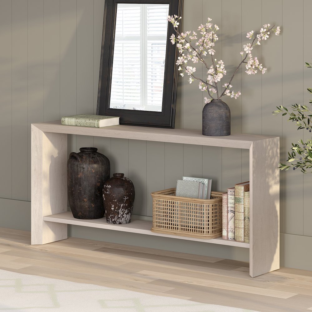 Osman 64" Wide Rectangular Console Table in Alder White. Picture 3