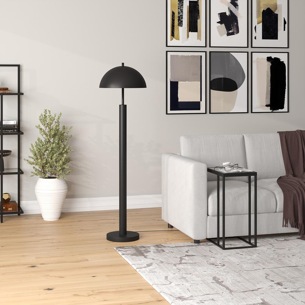 York 58" Tall Floor Lamp with Metal Shade in Blackened Bronze. Picture 4