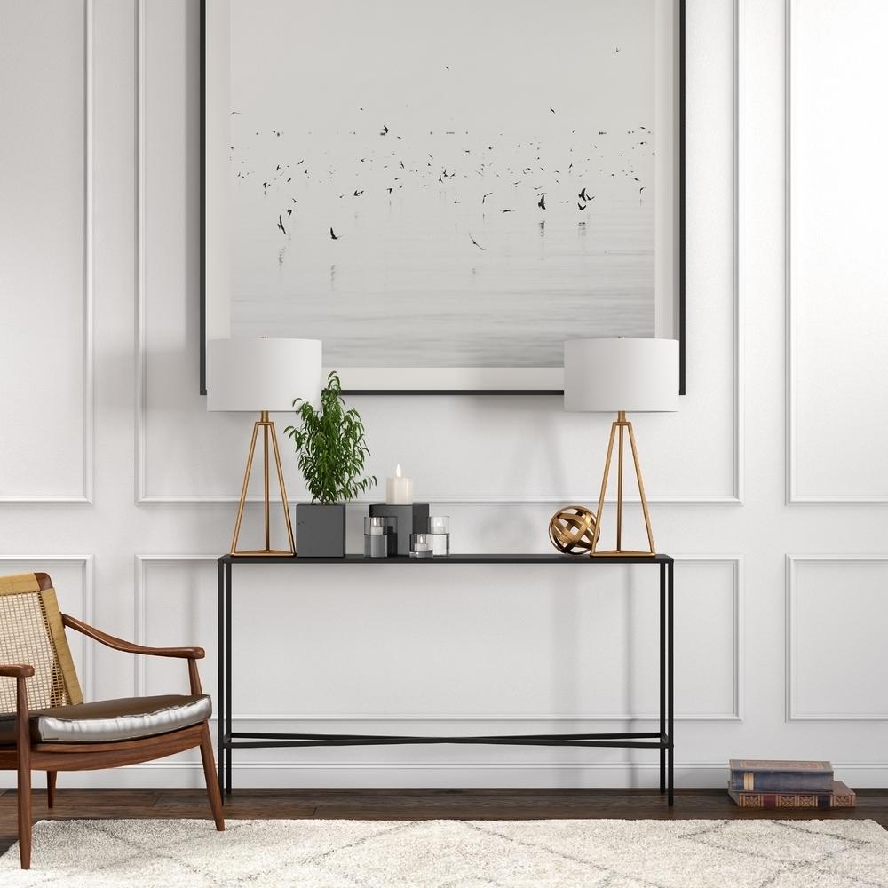 Henley 55'' Wide Rectangular Console Table with Metal Top in Blackened Bronze. Picture 4