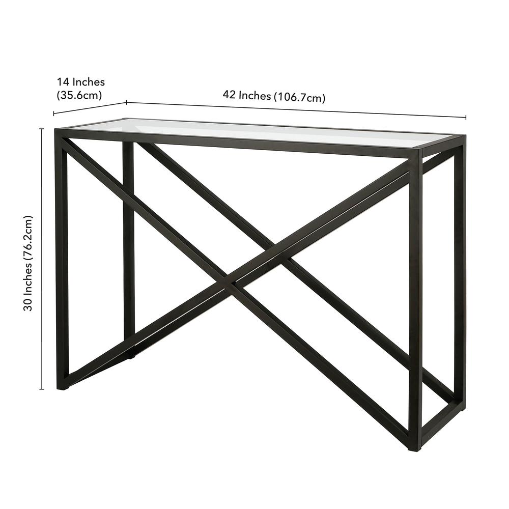 Calix 42'' Wide Rectangular Console Table in Blackened Bronze. Picture 5