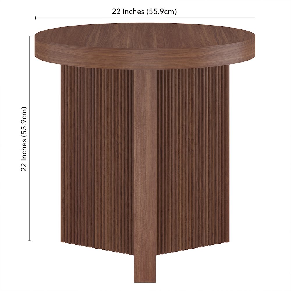 Henn&Hart 22'' Fluted Scandinavian Round End Table Ribbed Side Table, Nightstand. Picture 5