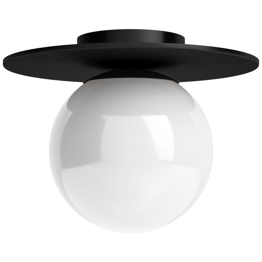 Amma 12" Wide Flush Mount with Glass Shade in Blackened Bronze/White. Picture 1