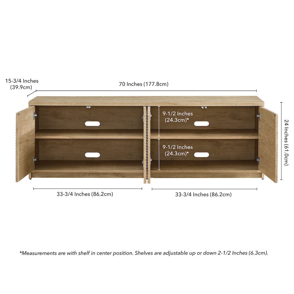 Desmond Rectangular TV Stand for TV's up to 78" in Light Oak. Picture 5