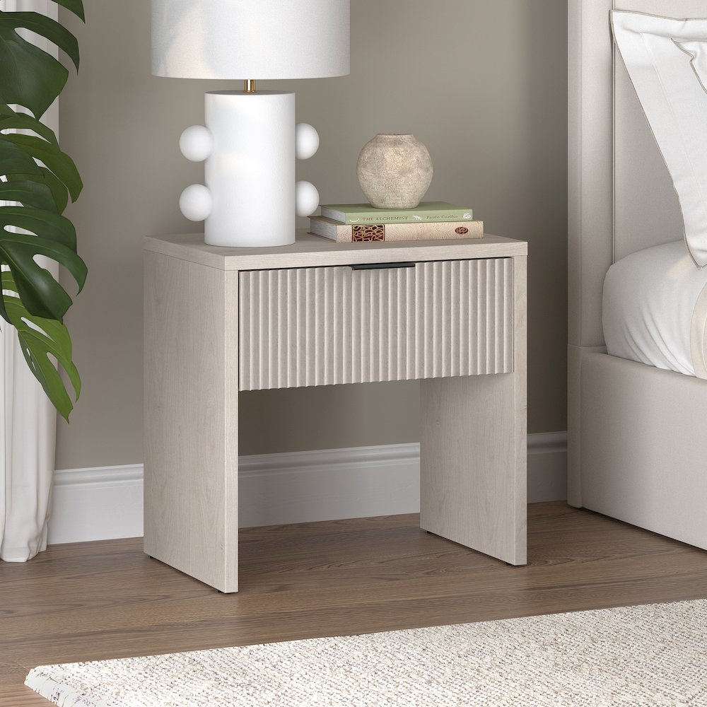 Kenslow 24" Wide Rectangular Nightstand in Alder White. Picture 3