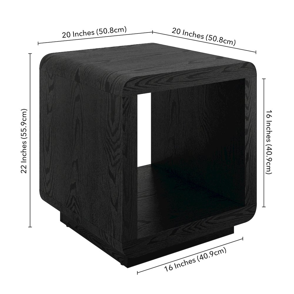 Henn&Hart 20" Modern Square End Table, Side Table, Nightstand with Plinth Base. Picture 5