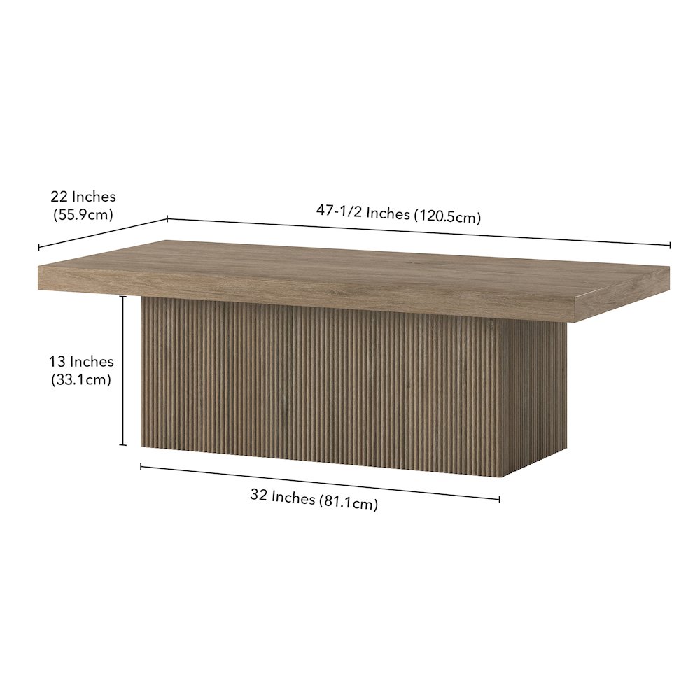 Torren 48" Wide Rectangular Coffee Table in Antiqued Gray Oak. Picture 5