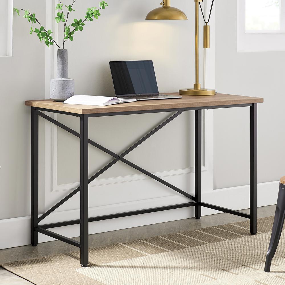 Martina Rectangular 47.5'' Wide Desk in Black/Golden Oak. Picture 2