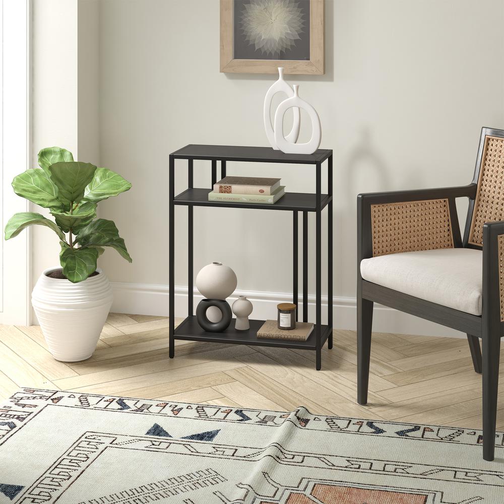 Cortland 22'' Wide Rectangular Console Table with Metal Shelves in Blackened Bronze. Picture 4