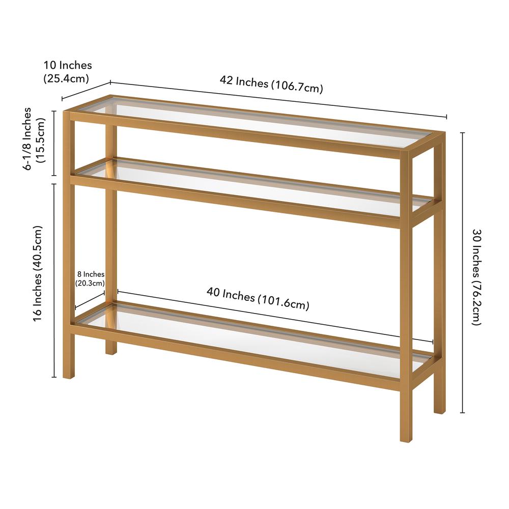 Sivil 42'' Wide Rectangular Console Table in Brass. Picture 5