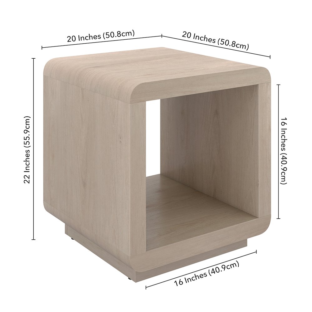 Henn&Hart 20" Modern Square End Table, Side Table, Nightstand with Plinth Base. Picture 5