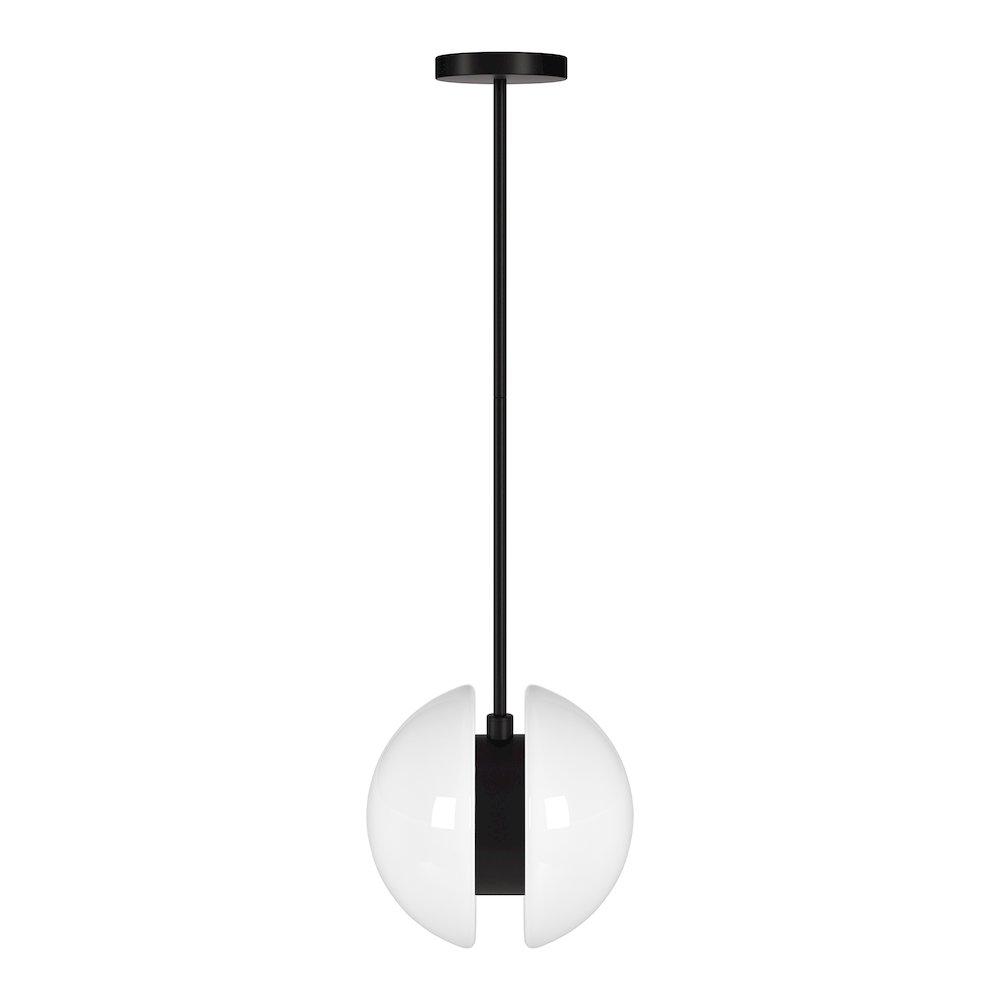 Kyriana 10" Wide 2-Light Pendant with Glass Shade in Matte Black/White. Picture 1