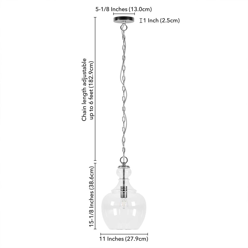 Verona 11" Wide Pendant with Glass Shade in Brushed Nickel/Clear. Picture 5