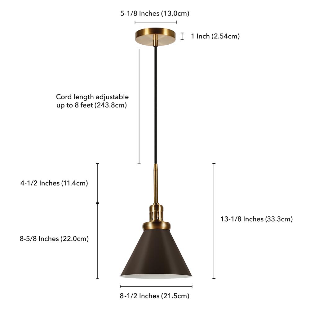 Zeno 8.5" Wide Pendant with Metal Shade in Blackened Bronze/Blackened Bronze. Picture 5