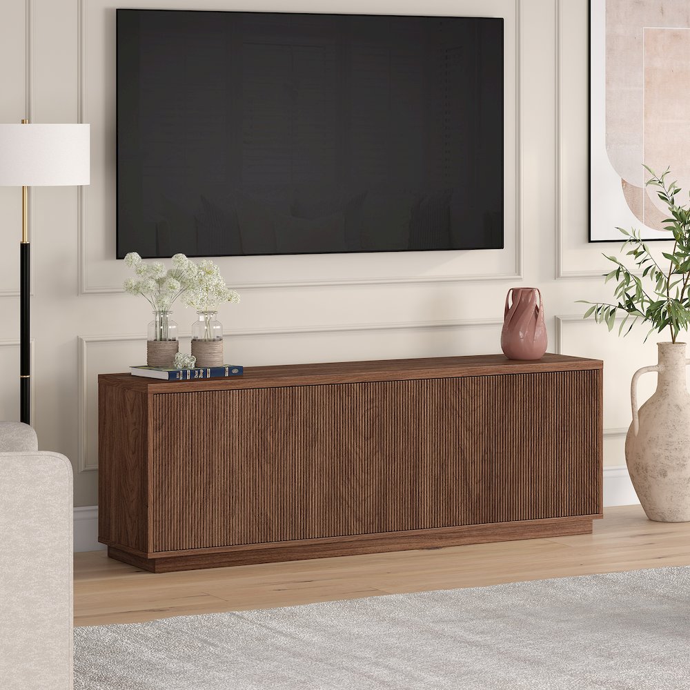 Hanson Rectangular TV Stand for TV's up to 75" in Satin Walnut. Picture 4