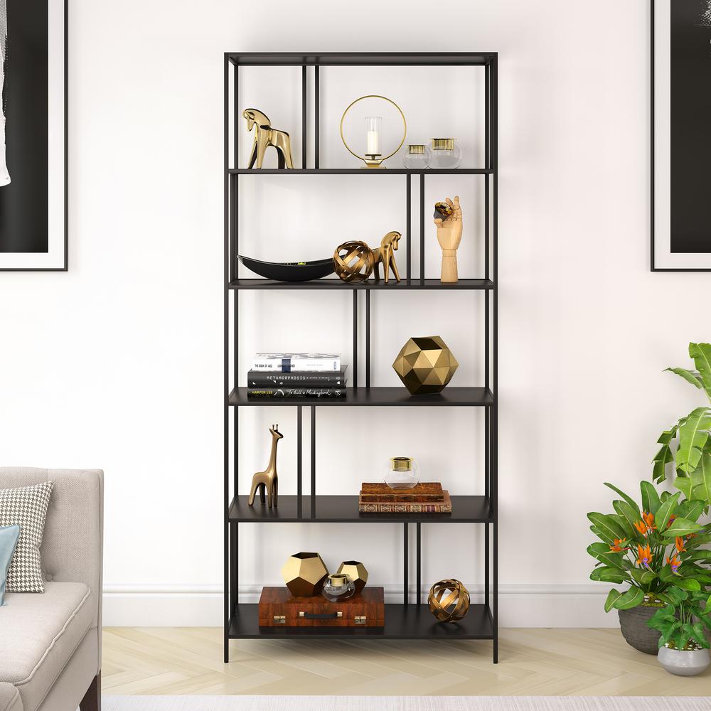 Cortland 34'' Wide Rectangular Bookcase in Blackened Bronze. Picture 2