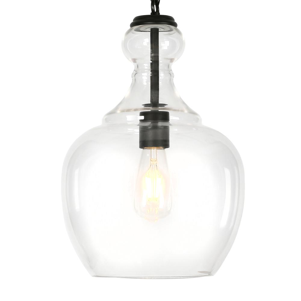 Verona 11" Wide Pendant with Glass Shade in Blackened Bronze/Clear. Picture 3