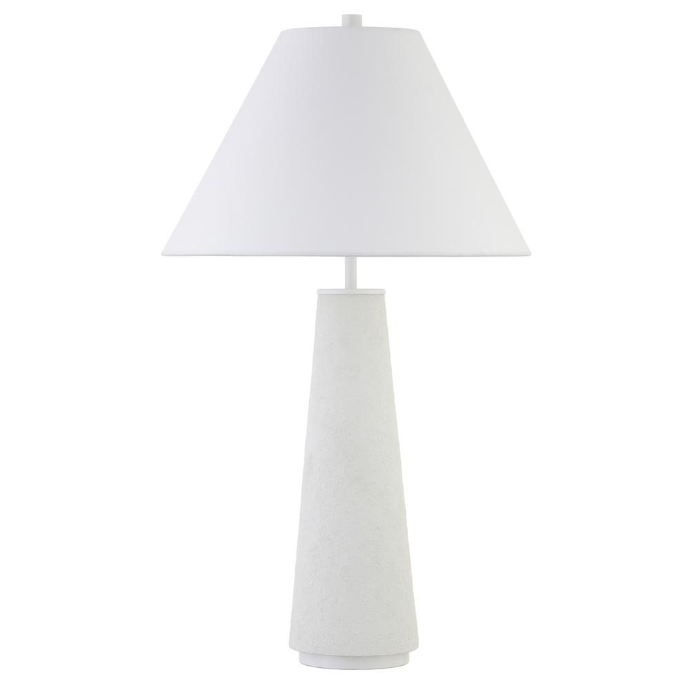 Ingalls 28" Tall Monochrome Table Lamp with Fabric Shade in Matte White/White. Picture 1