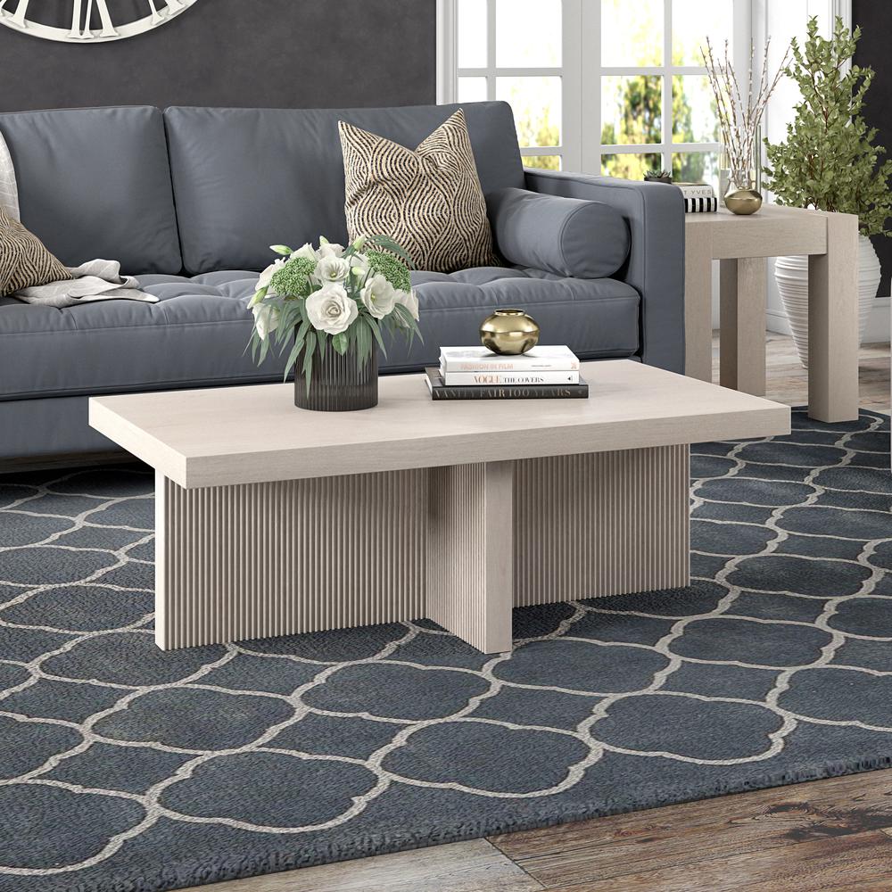 Holm 44" Wide Rectangular Coffee Table in Alder White. Picture 3