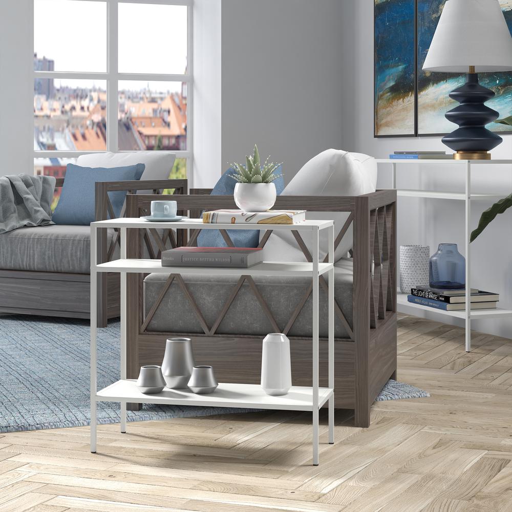 Ricardo 24'' Wide Rectangular Side Table in Matte White. Picture 4