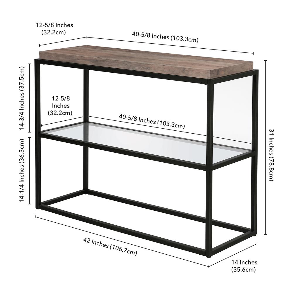 Hector 42'' Wide Rectangular Console Table in Blackened Bronze/Gray Oak. Picture 4