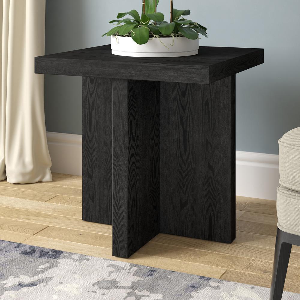 Elna 22" Wide Square Side Table in Black Grain. Picture 2