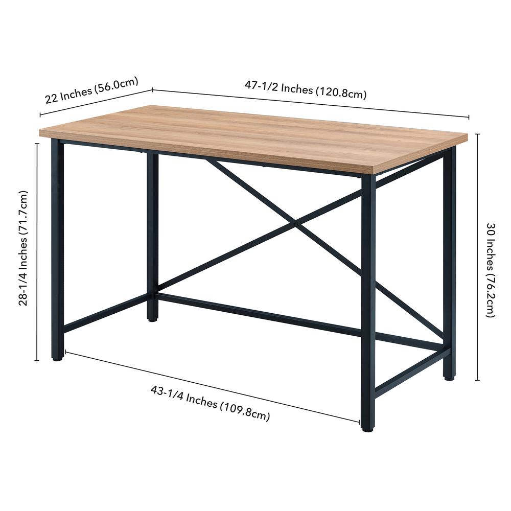 Martina Rectangular 47.5'' Wide Desk in Black/Golden Oak. Picture 5