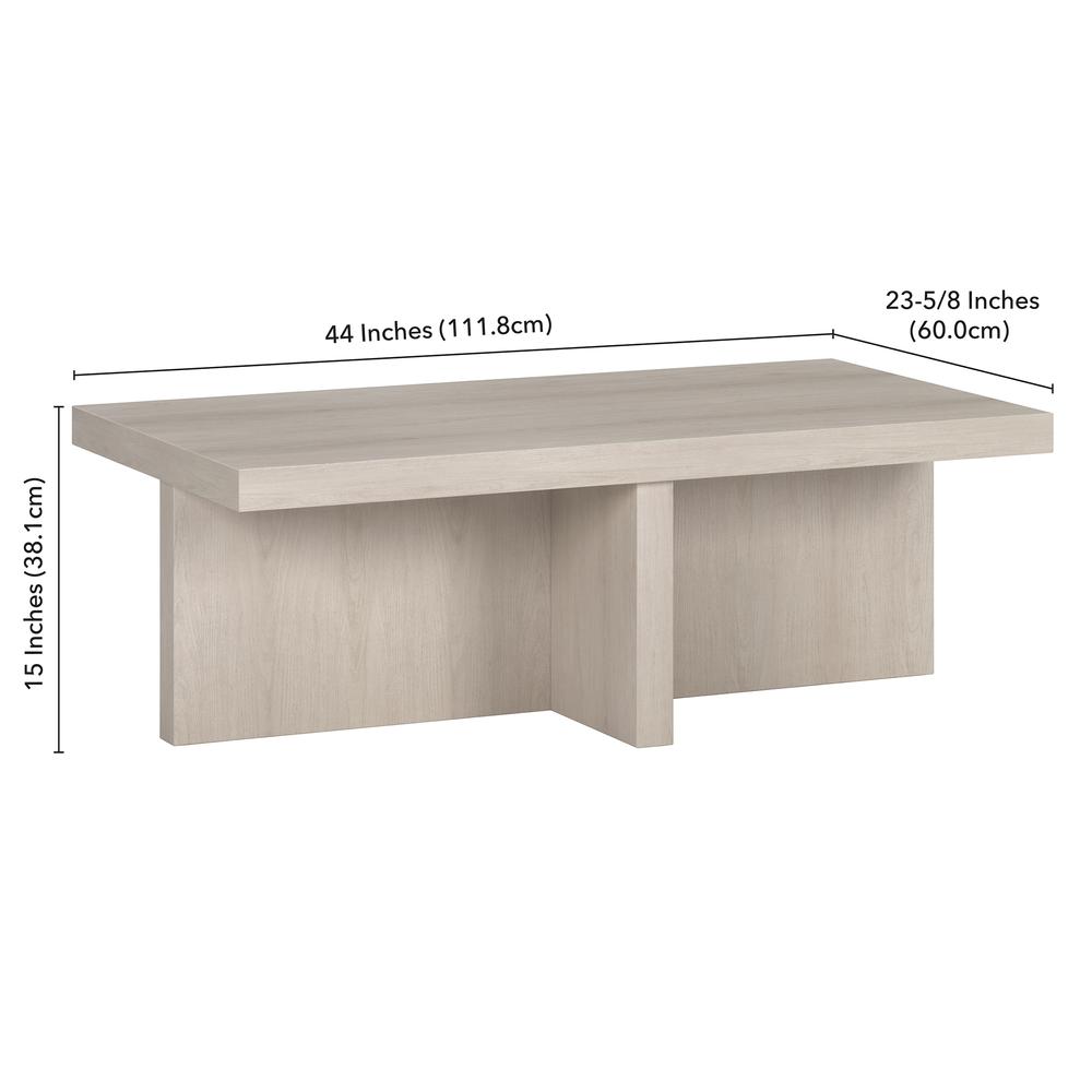 Elna 44" Wide Rectangular Coffee Table in Alder White. Picture 3