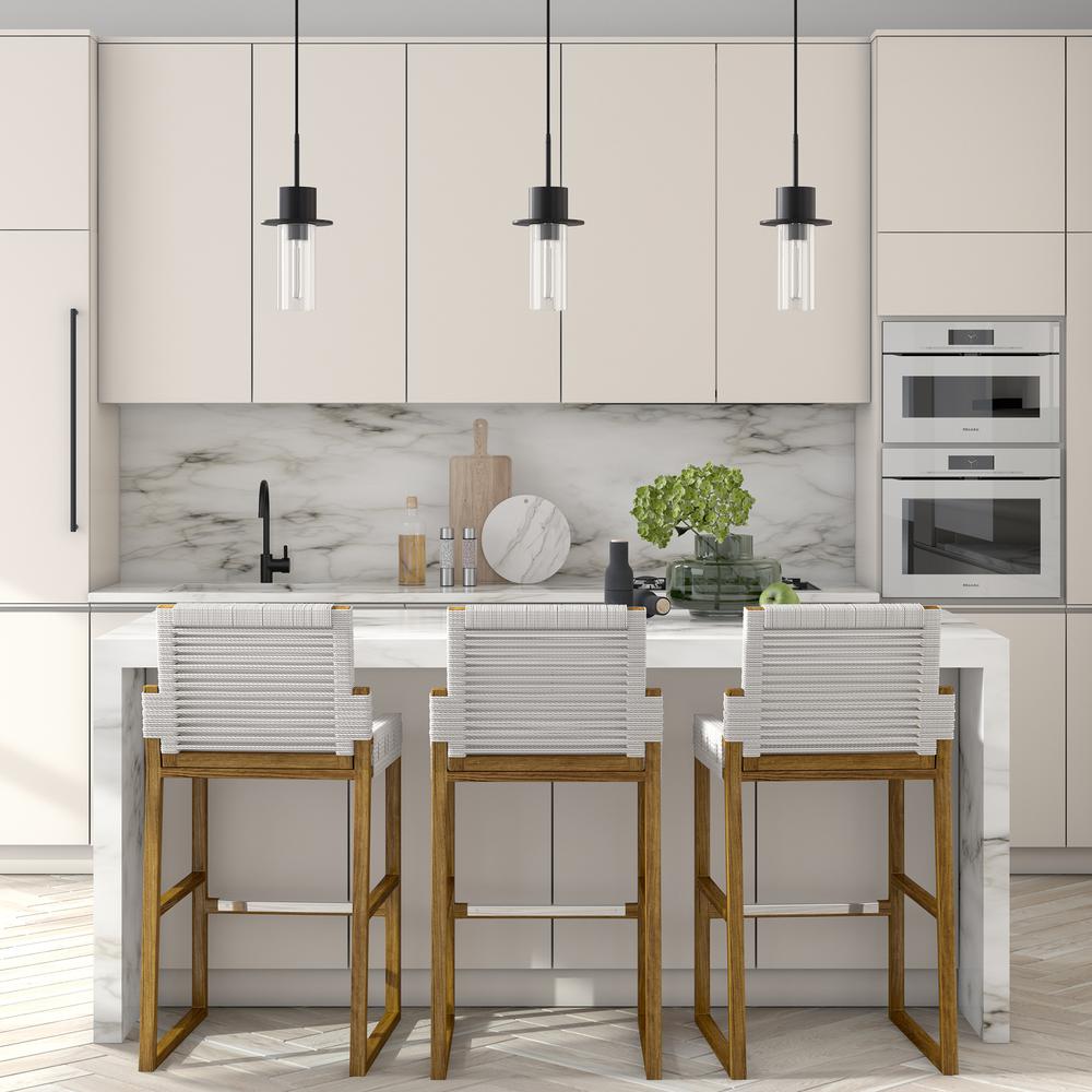 Idris 6.5" Wide Pendant with Glass Shade in Blackened Bronze /Clear. Picture 3